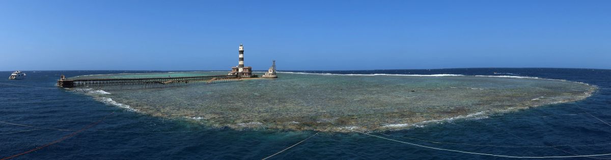 Lighthouse and reef in the Red Sea